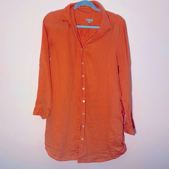 J. Jill Love Linen 100% linen Orange/coral Button-Up Shirt - Picture 2 of 7